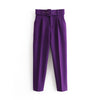 New Womens casual purple Pant Capris with belt high waist yellow chic office lady Pant Trousers Streetwear Female zoravicky Pant