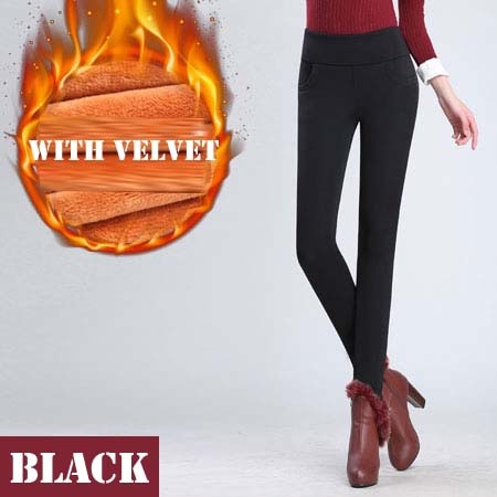 High waist women pants capri 2018 winter warm fleece office work pencil pants plus size ladies formal trousers pantalon femme