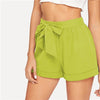 SHEIN auto ceinture taille élastique Shorts Fitness Swish femmes armée vert solide taille moyenne Shorts 2019 mode été Shorts