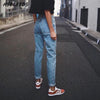 Signore dell'annata delle donne boyfriend jeans per le donne mamma dei jeans a vita alta blu casuale dei pantaloni della matita coreano streetwear denim pantaloni