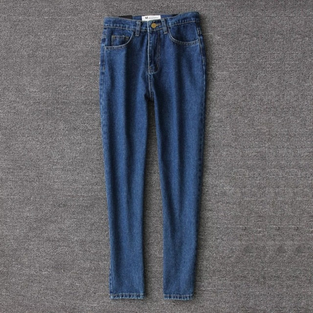 Signore dell'annata delle donne boyfriend jeans per le donne mamma dei jeans a vita alta blu casuale dei pantaloni della matita coreano streetwear denim pantaloni