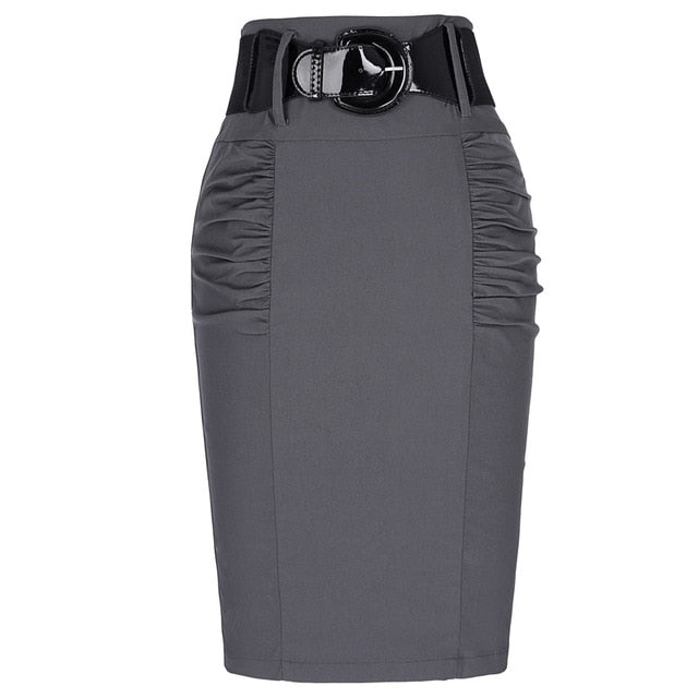 Kate Kasin Women Skirts Office Pencil Skirt  Belt Slim Fit Summer Bodycon Skirts Elegant High Waist Femme Skirts