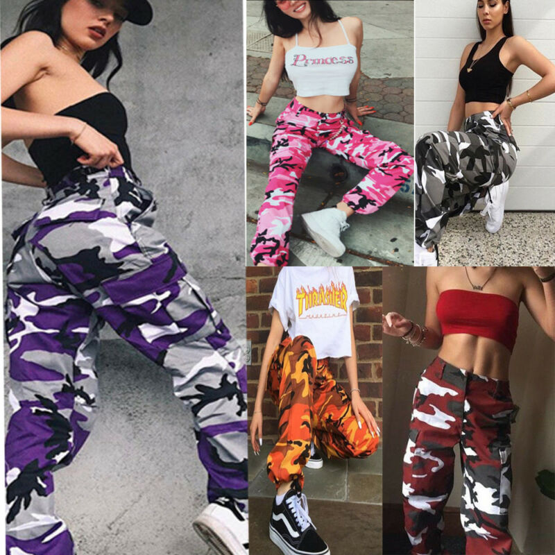 Women Camouflage Pants Cargo Trousers Casual Pockets Long Pants Military Army Combat Pants High Quality Capris Hip Hop S-3XL