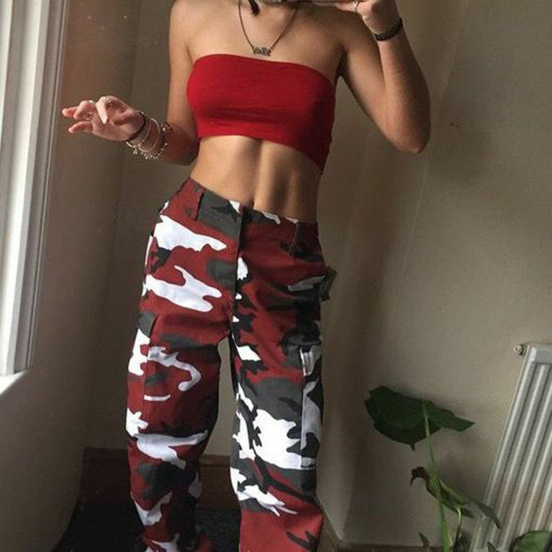 Women Camouflage Pants Cargo Trousers Casual Pockets Long Pants Military Army Combat Pants High Quality Capris Hip Hop S-3XL