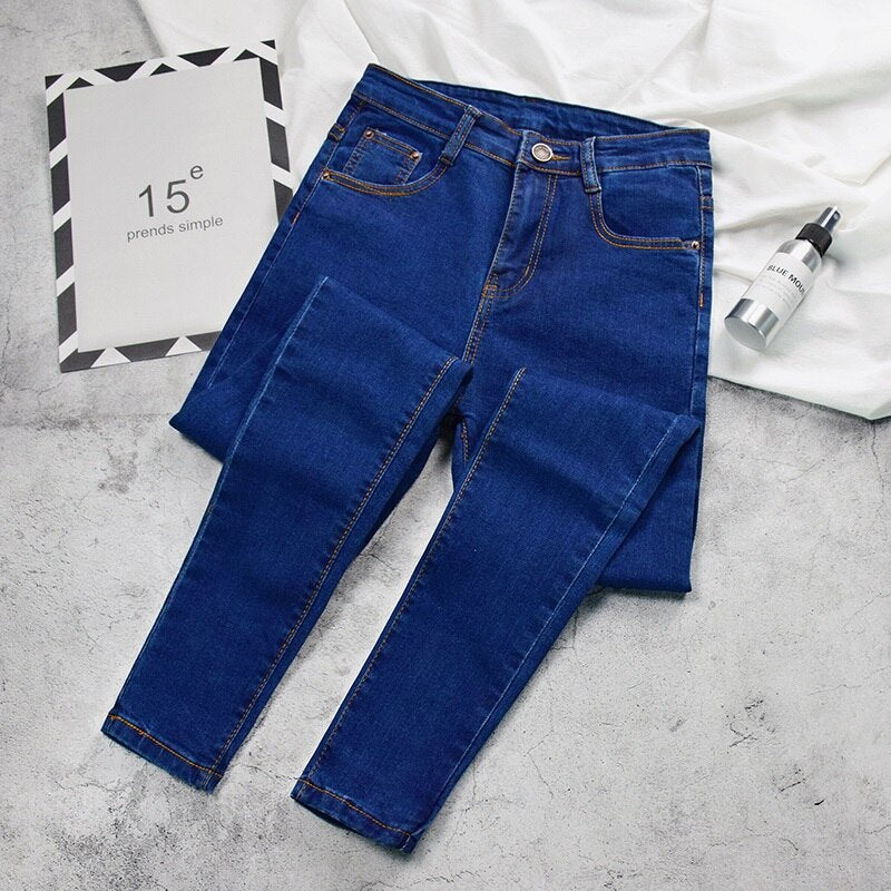 Jeans Women Elegant Streetwear Ulzzang All-match Spring Autumn High Waist Female Korean Style Slim Tight Simple Womens Trousers