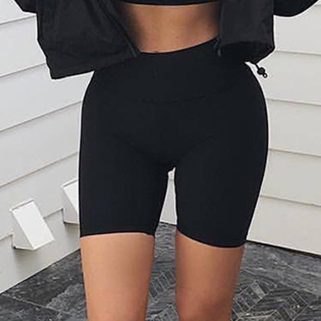 Women High Waist Fitness Sports Biker Shorts Summer Jogging Beach Athletic Casual Skinny Soft Elastic Stretchy Solid Shorts