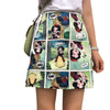 Korean Style Skirts Retro Comic Print High Waist Wild A Line Skirt Fashion Women Bag Hip Mini Skirt