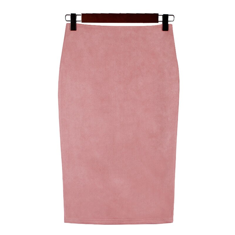 Danjeaner New Women Skirts Summer Plus Size Knee-Length Pencil Skirt Female Vintage Suede Split Skirts Jupe Femme Faldas Mujer