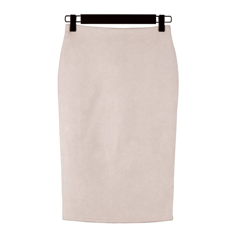 Danjeaner New Women Skirts Summer Plus Size Knee-Length Pencil Skirt Female Vintage Suede Split Skirts Jupe Femme Faldas Mujer