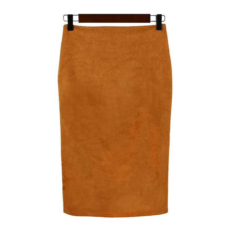 Danjeaner New Women Skirts Summer Plus Size Knee-Length Pencil Skirt Female Vintage Suede Split Skirts Jupe Femme Faldas Mujer