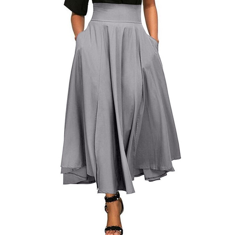 ZOGAA 2019 Black High Waist Long Skirts With Pocket High Quality Solid Ankle-Length Vintage Skirts Women Long Bow Pleated Skirts