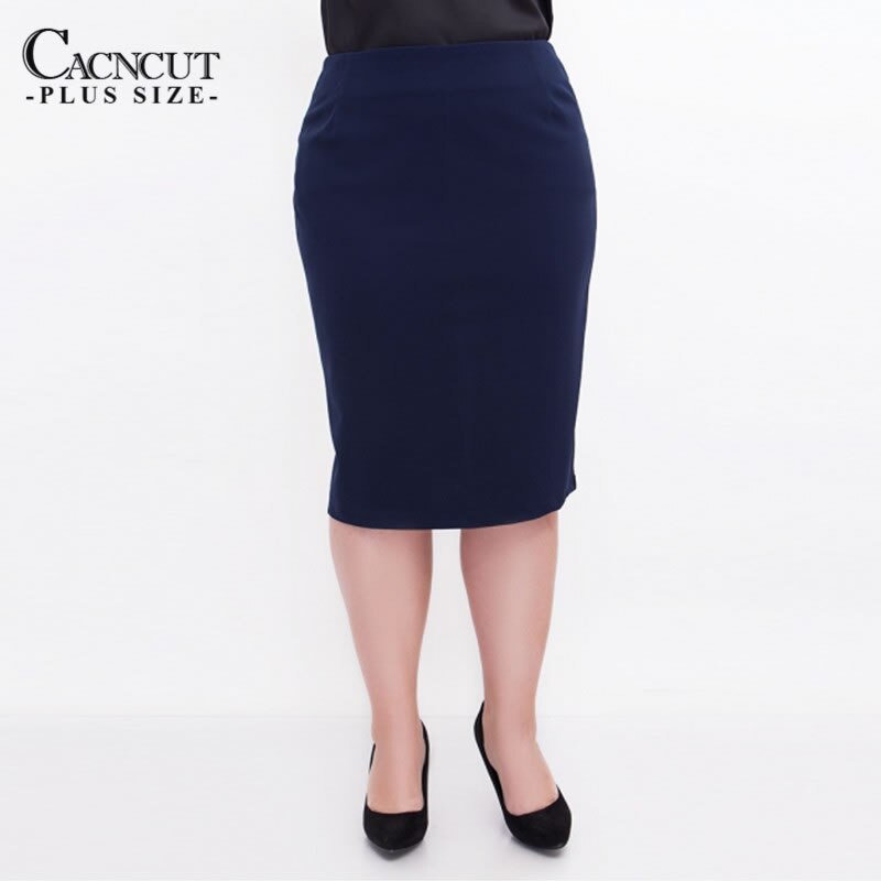 CACNCUT Big Size High Waist Bag Thigh Skirt Business Casual Skirt For Women 2019 Plus Size Bodycon Pencil Office Skirt Black 6XL