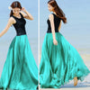 2019 Women Boho Chiffon Long Maxi Skirt Beach Casual Loose Sundress Lady High Wait Pleated A-line Solid Skirt Mulheres