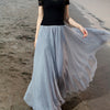 2019 Women Boho Chiffon Long Maxi Skirt Beach Casual Loose Sundress Lady High Wait Pleated A-line Solid Skirt Mulheres