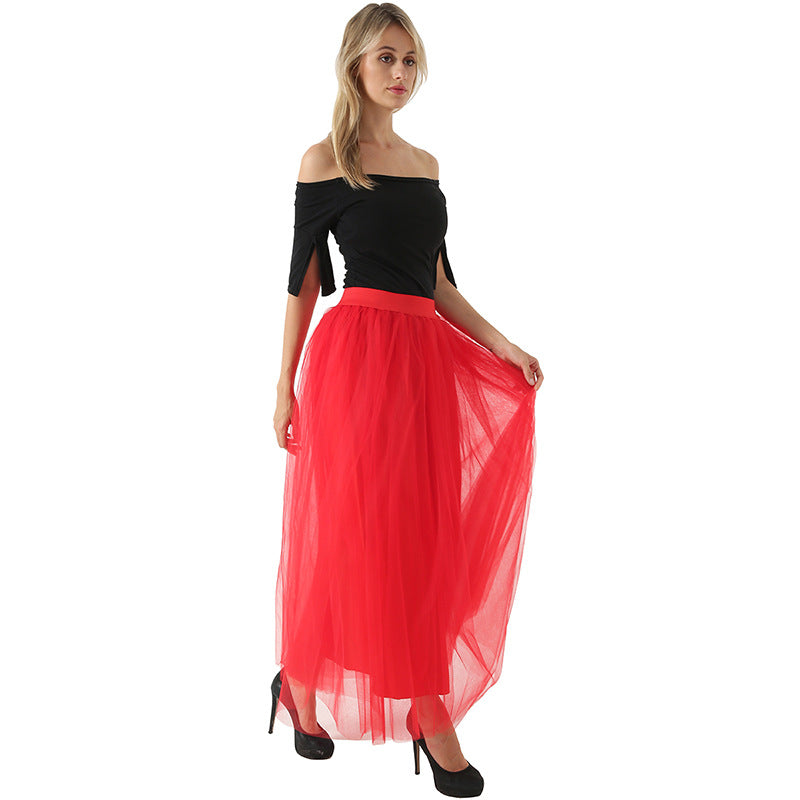 4 Layers 100cm Floor length Skirts for Women Elegant High Waist Pleated Tulle Skirt Bridesmaid Ball Gown Bridesmaid Clothing