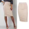 New Fashion Sexy Women High Waist Skirts Solid Beige Split Suede Skinny Bodycon Pencil Stretch Midi Skirt Formal Office Lady