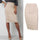New Fashion Sexy Women High Waist Skirts Solid Beige Split Suede Skinny Bodycon Pencil Stretch Midi Skirt Formal Office Lady