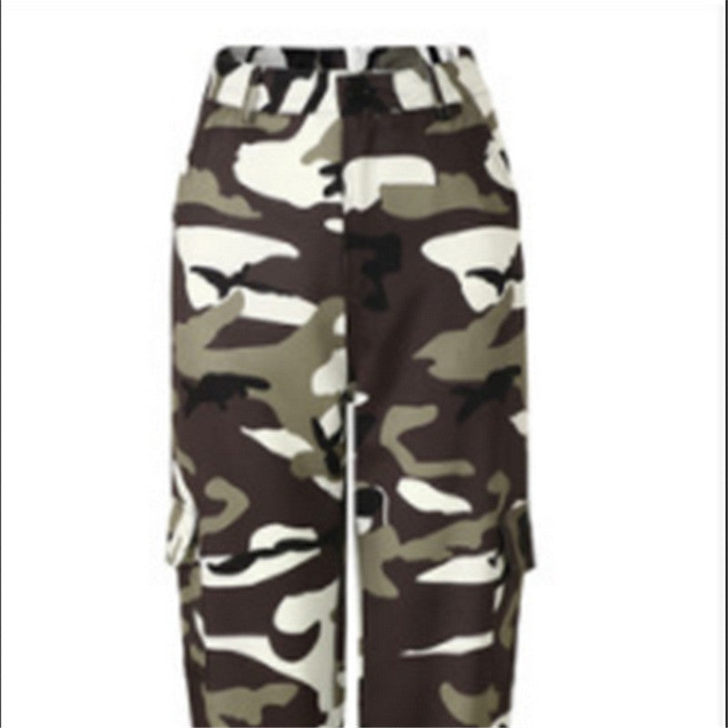 2020 HOT Women Camo Cargo High Waist Hip Hop Trousers Pants Military Army Combat Camouflage Long Pants Hot Capris