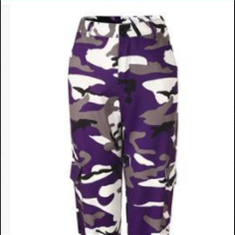 2020 HOT Women Camo Cargo High Waist Hip Hop Trousers Pants Military Army Combat Camouflage Long Pants Hot Capris