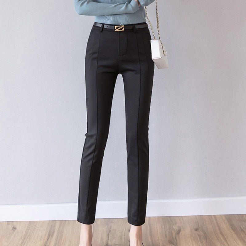 Trousers Women 2019 New  Ankle-length Capris Female Leggings Pantalon Femme Workwear Slim High Waist Elastic Casual Woman Pants