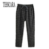 TESSCARA Women Plaid Casual Pants & Capris Good Quality Female Fashion Bottoms Trousers Spring Summer Harem Pant Plus Size S-3XL