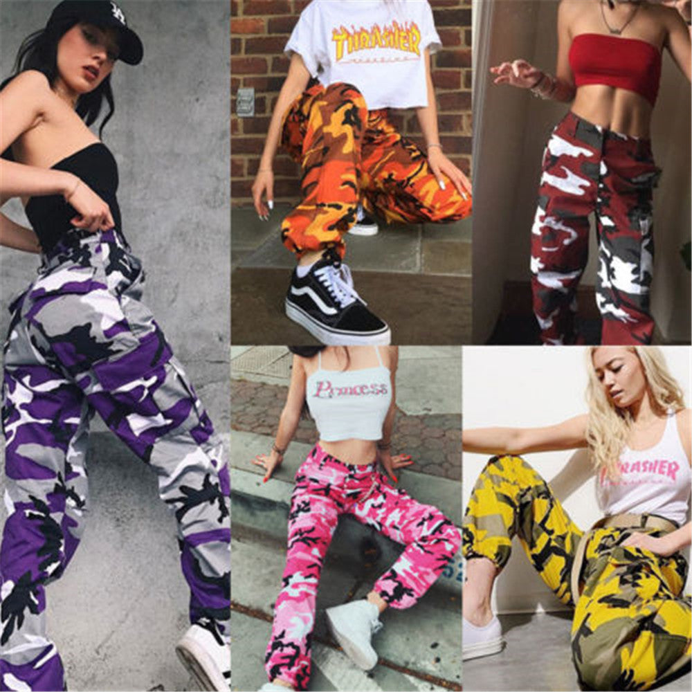 Gothic Modis Women Camouflage Trousers Military Casual Pants Hip Hop Cargo Army Combat High Waist Jeans Female Camouflage Pants