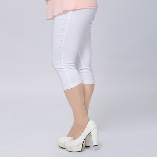 TUHAO Plus Size Female Elastic Pants 6XL 5XL 4XL Good Quality Extra Large Size Women Capris Pants Super Stretch Summer Pant YB02