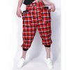 Women Girl dance wear patchwork ds costume Capris sweatpants spring summer Kids Adult female Thin Red plaid harem Hip hop pants