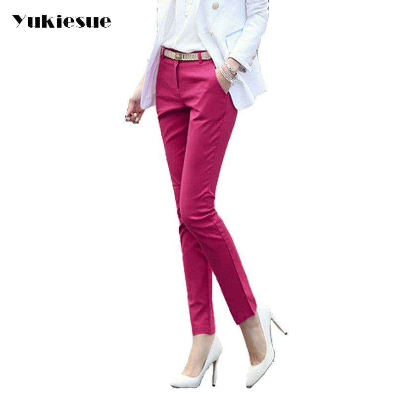 High waist elegant  woman office pants trousers work Capris ladies OL formal pencil skinny pants classic for women Plus size