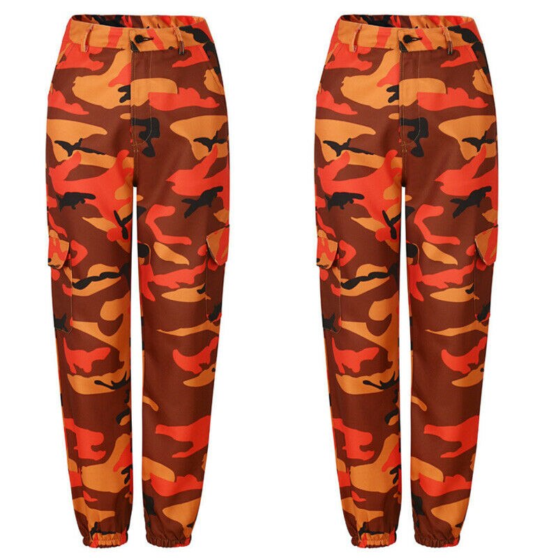 New Women Camo Cargo High Waist Hip Hop Trousers Pants Military Army Combat Camouflage Long Pants Hot Capris