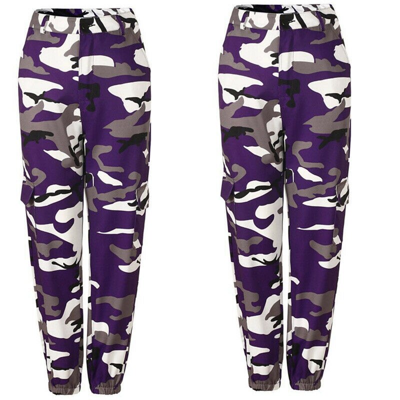 New Women Camo Cargo High Waist Hip Hop Trousers Pants Military Army Combat Camouflage Long Pants Hot Capris