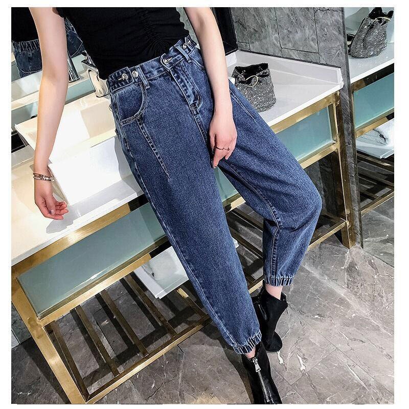 oversize high waist jeans elastic loose korean JEANS women boyfriend pants women plus size oversized jeans woman trousers 2019