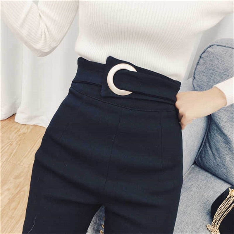 2019 Vintage Mom Fit High Waist Jeans Elastic Femme Women Black Denim Skinny Jean Classic Pencil Pants Waist button Slim legging