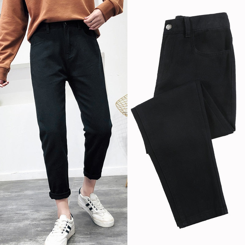 high waist jeans woman harem jeans Pink beige brown black plus size 32 mom pants jeans for women 2019 new spring Autumn And Wint