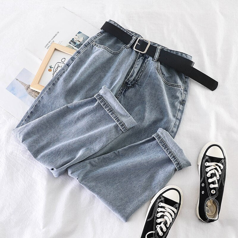 Women's Jeans Wild Mom Jeans Workwear New Korean Harem Jeans Woman Super Fire High Waist Loose Elastic Woman Jeans