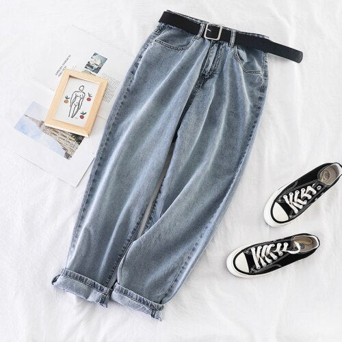 Women's Jeans Wild Mom Jeans Workwear New Korean Harem Jeans Woman Super Fire High Waist Loose Elastic Woman Jeans