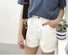 2018 Summer High Waist Denim Shorts Women Casual Loose Ladies Fashion Roll Up Hem Elastic Waist Pocket Blue White Jeans Female