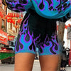 Weekeep Flame Print High Waist Streetwear Shorts Women Fashion Bodycon Biker Shorts 2019 Fashion Short Femme