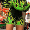 Weekeep Flame Print High Waist Streetwear Shorts Women Fashion Bodycon Biker Shorts 2019 Fashion Short Femme