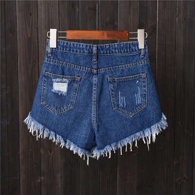 Womens Sexy High Waist Tassel Ripped Jeans Summer Large Size Denim Shorts