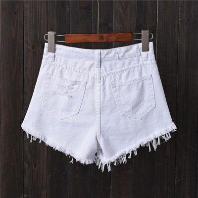 Womens Sexy High Waist Tassel Ripped Jeans Summer Large Size Denim Shorts