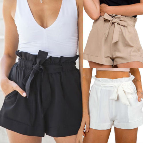 New Fashion Women Sexy Woven Tie Summer Casual Shorts High Waist Shorts