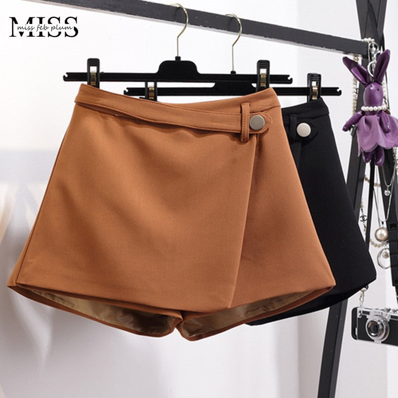 Spring Summer Shorts For Women 2020 High Waist Casual Irregular Wide Leg Short Slim Cotton Plus Size Solid Shorts Skirts