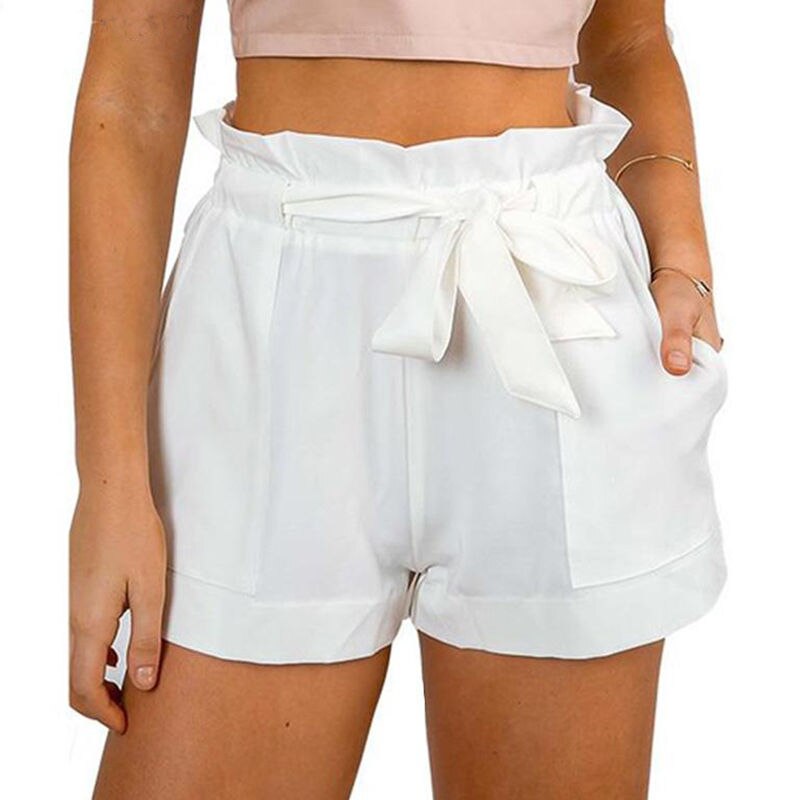 Summer Sexy High Waist Shorts Women Casual Solid Bow Short Beach Black White Shorts Trousers Mujer Feminino