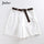 Jielur Shorts All-match 4 Solid Color Sashes Casual Shorts Women A-line High Waist Slim Short Femme Chic S-XXL Ladies Bottom