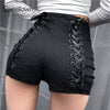 Sweetown Black Slim Gothic High Waist Shorts Women Hot Summer 2019 Streetwear Casual Punk Style Hip Criss-Cross Bandage Shorts