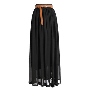 New Brand Fashion Designer Sexy Style Skirt  Women Sexy Chiffon Candy Color Long Skirt High Quality  Nice designs Hot selling