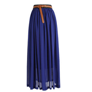 New Brand Fashion Designer Sexy Style Skirt  Women Sexy Chiffon Candy Color Long Skirt High Quality  Nice designs Hot selling