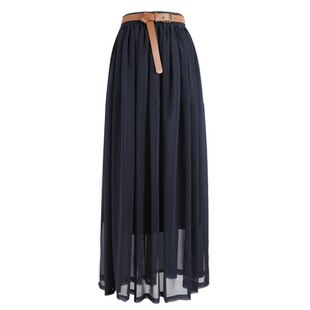 New Brand Fashion Designer Sexy Style Skirt  Women Sexy Chiffon Candy Color Long Skirt High Quality  Nice designs Hot selling