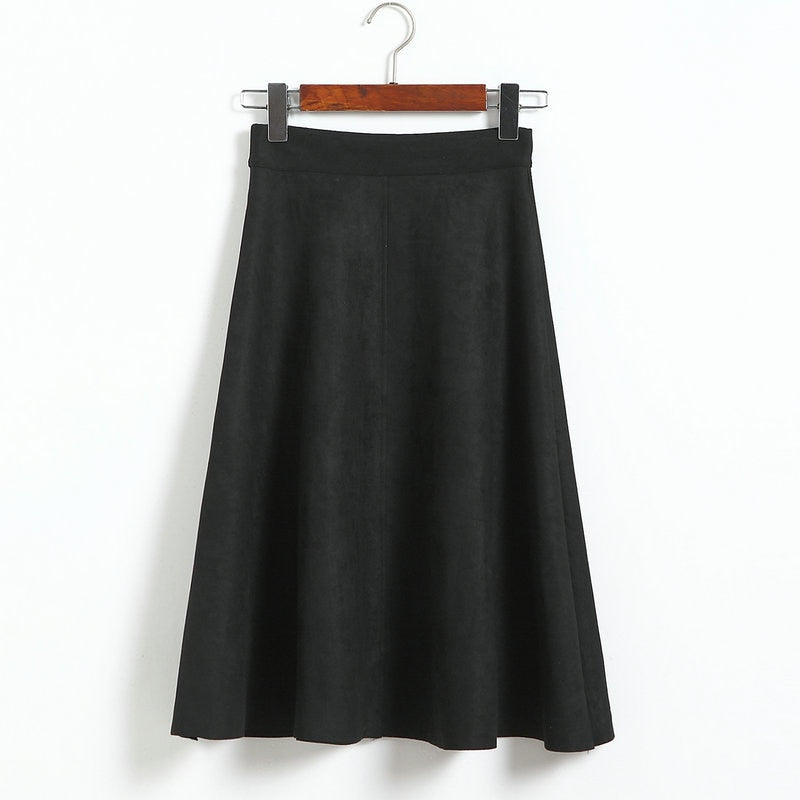 Neophil Women Suede High Waist Midi Skirt 2020 Summer Vintage Style Pleated Ladies A Line Black Flare Skirt Saia Femininas S1802